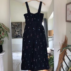 Parker blk floral eyelet wide leg jumpsuit sz S/4.